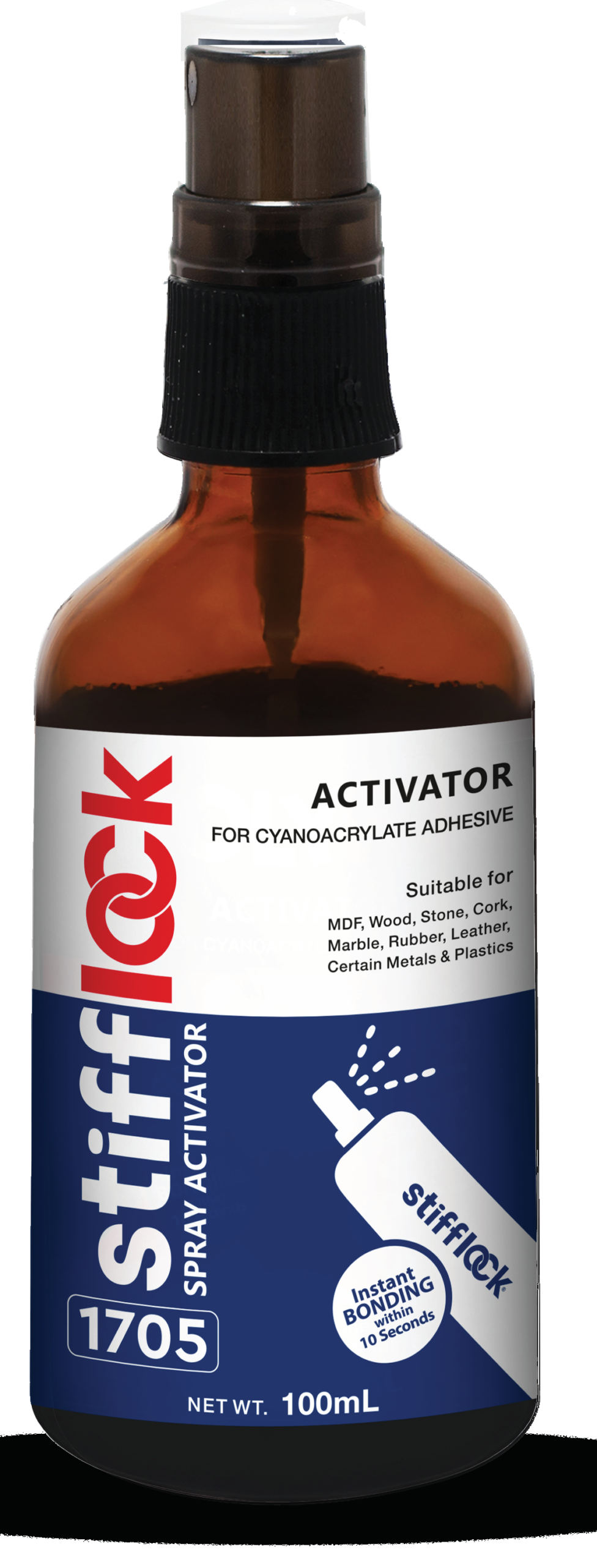 Stifflock Spray Activator Glass Bottle